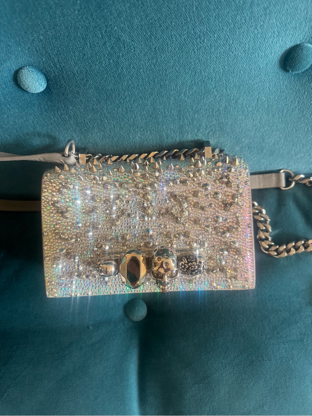 Alexander McQueen Iridescent Crystal & Stud Embellished Crossbody